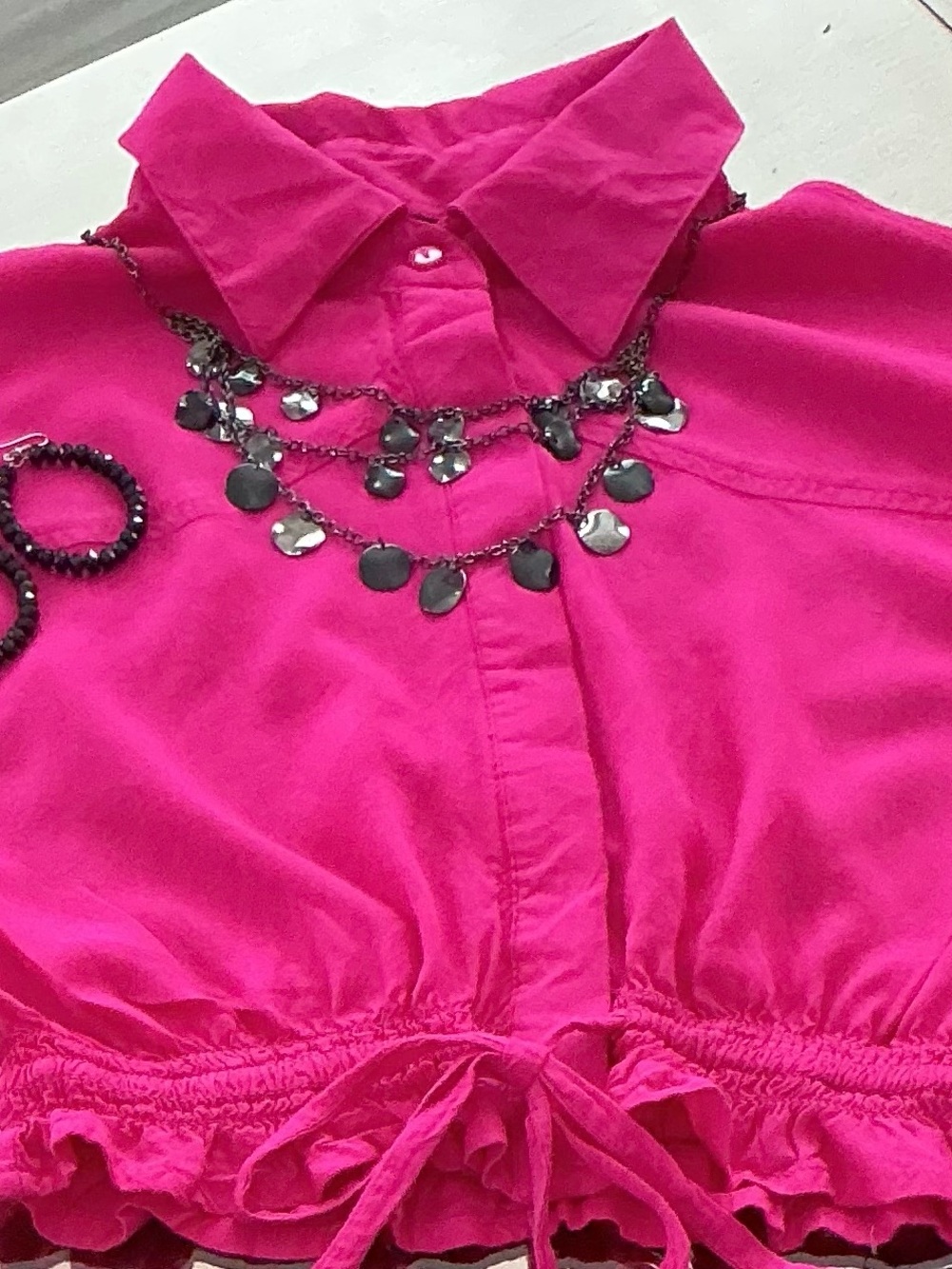 Women's Bright Hot Pink Collared Hair Accessory Top Accent